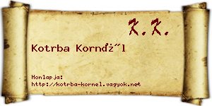 Kotrba Kornél névjegykártya